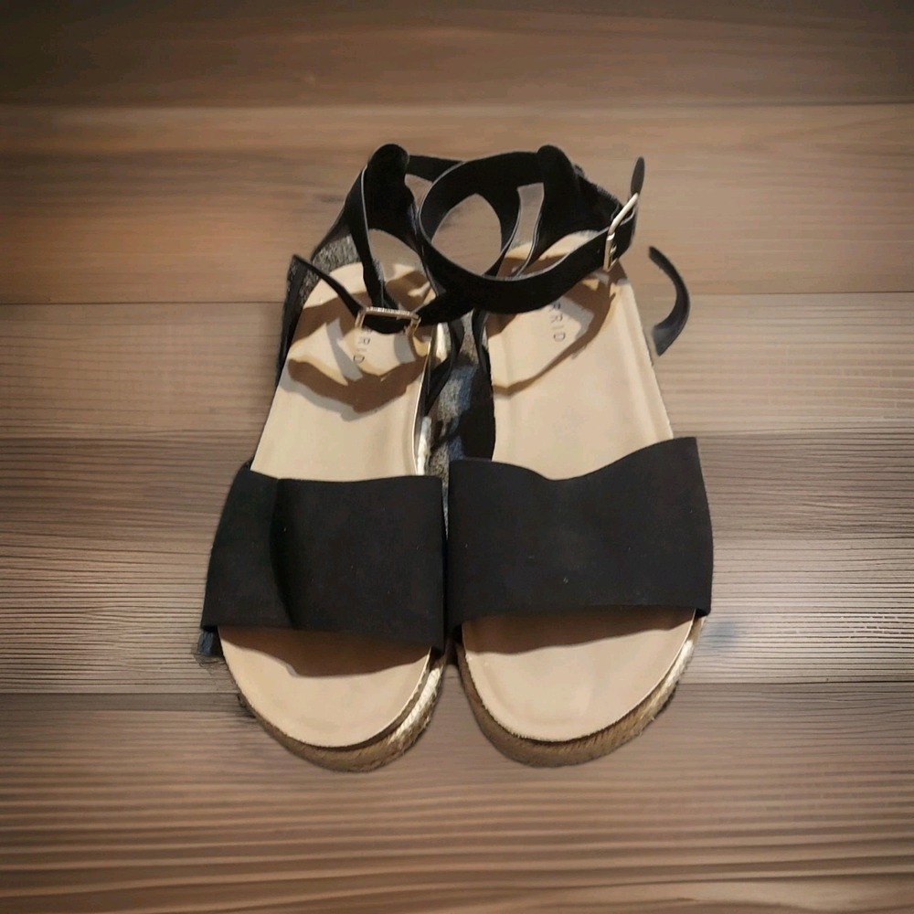 Torrid‎ Double Strap Platform Sandals Black Size 9.5 Wide Width Summer